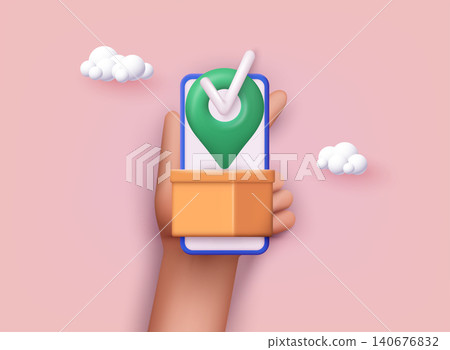 Mobile delivery service, package delivery is all over the place. Fast delivery concept. Online shopping. 3D Vector Illustrations. Mobile delivery service, package delivery is all over the place. Fast delivery concept. Online shopping. 3D Vector Illustrations. 140676832