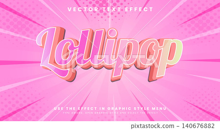 Lollipop 3D Colorful editable text effect Template Lollipop 3D Colorful editable text effect Template 140676882