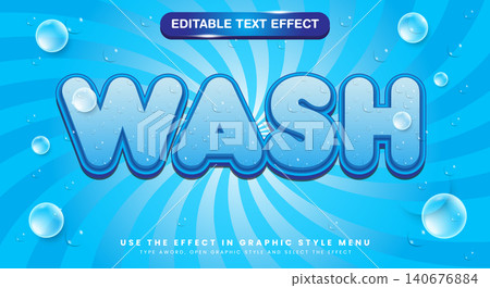 Wash 3D editable text effect Template Wash 3D editable text effect Template 140676884