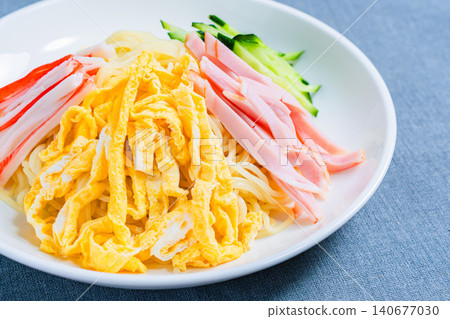 A classic summer dish featuring the toppings of chilled ramen. A classic summer dish featuring the toppings of chilled ramen. 140677030