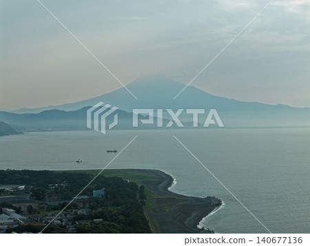 Aerial photograph of Mount Fuji and Suruga Bay as seen from Miho no Matsubara. Aerial photograph of Mount Fuji and Suruga Bay as seen from Miho no Matsubara. 140677136