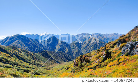 Autumn hike up Mt. Harinoki and Mt. Renge (view towards Mt. Yarigatake from Harinoki Pass) Autumn hike up Mt. Harinoki and Mt. Renge (view towards Mt. Yarigatake from Harinoki Pass) 140677245
