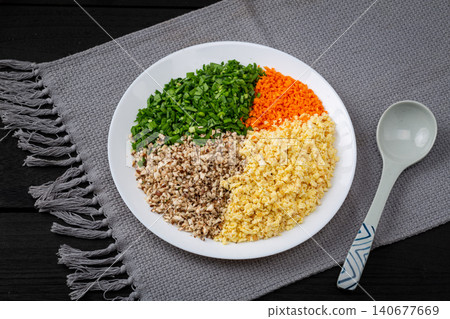 Chinese Chive and Egg Dumpling Ingredients-Fresh Vegetables and Eggs Chinese Chive and Egg Dumpling Ingredients-Fresh Vegetables and Eggs 140677669