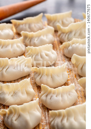 Uncooked Crystal Shrimp Dumplings   Dim Sum Preparation 140677675