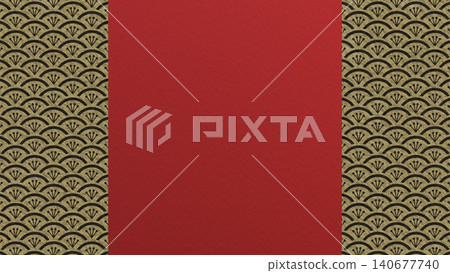 Japanese-style background material: Luxurious crimson and gold floral wave pattern frame with copy space. Japanese-style background material: Luxurious crimson and gold floral wave pattern frame with copy space. 140677740