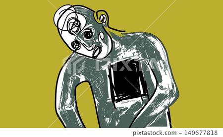 Sad Figure Empty Chest Emptiness Vector Grief Support 140677818