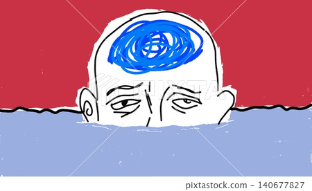 Information Overload Anxiety Stress Drowning Mind Concept Vector Information Overload Anxiety Stress Drowning Mind Concept Vector 140677827