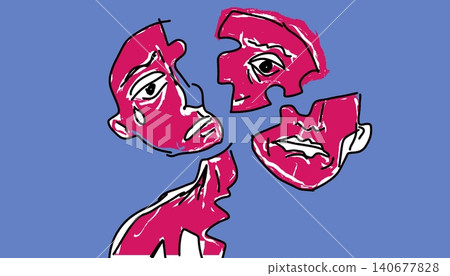 Fragmented Pink Faces Identity Crisis Concept Vector for Editorial Buyers Fragmented Pink Faces Identity Crisis Concept Vector for Editorial Buyers 140677828