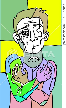 Sad Crying Figure Embracing Self Comfort Self Compassion Vector Illustration Sad Crying Figure Embracing Self Comfort Self Compassion Vector Illustration 140677854
