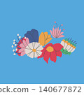 floral composition of decorative flowers, flat vector illustration 140677872