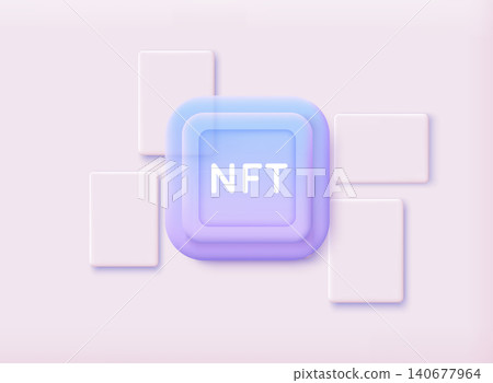 NFT marketplace concept. Non-fungible token with network vector. 3D Web Vector Illustrations. NFT marketplace concept. Non-fungible token with network vector. 3D Web Vector Illustrations. 140677964