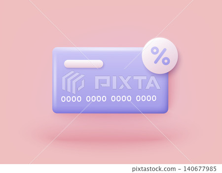 Credit card Icon. Payment of utility, bank, restaurant and other bill. 3D Web Vector Illustrations. Credit card Icon. Payment of utility, bank, restaurant and other bill. 3D Web Vector Illustrations. 140677985