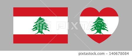 Lebanon flag icon, badge, banner heart, rectangle shape. National flag of Lebanon. Set of background, sticker, button heart, rectangular flag of Lebanon. Lebanon flag icon, badge, banner heart, rectangle shape. National flag of Lebanon. Set of background, sticker, button heart, rectangular flag of Lebanon. 140678084