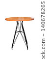 Round coffee table with black iron legs isolated on white background 140678265