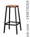 Wooden steel legs simplistic bar chair isolated on white backgrounds 140678269