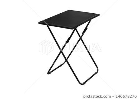 Black steel folding table isolated on white background Black steel folding table isolated on white background 140678270