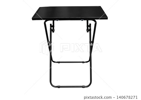 Black steel folding table isolated on white background Black steel folding table isolated on white background 140678271