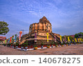 Pagoda of Chedi Luang Varavihara temple it ancient large pagoda is 700 years in Chiang Mai, Thailand. 140678275