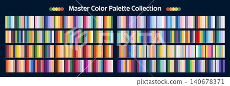 Neutral, cool and warm color harmony palette swatches with numbers. Professional color palette collection features numerous thin vertical swatches. Color guide for graphic design or interior projects Neutral, cool and warm color harmony palette swatches with numbers. Professional color palette collection features numerous thin vertical swatches. Color guide for graphic design or interior projects 140678371