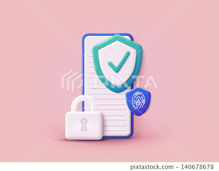 Data security and privacy concept. Safe confidential information. Concept for web page, banner, presentation, social media, documents, cards, posters. 3D Web Vector Illustration. Data security and privacy concept. Safe confidential information. Concept for web page, banner, presentation, social media, documents, cards, posters. 3D Web Vector Illustration. 140678678