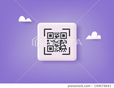 Vector QR code sample for smartphone scanning. 3D Web Vector Illustrations. 140678681