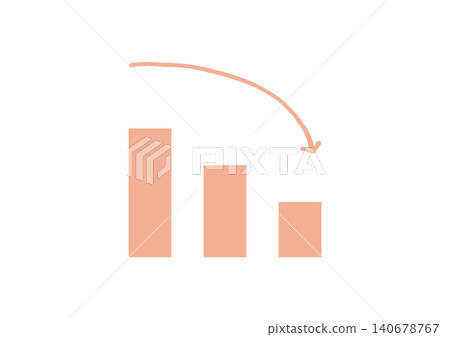 A set of illustrations (pink) featuring a downward-sloping bar graph and hand-drawn curved arrows. A set of illustrations (pink) featuring a downward-sloping bar graph and hand-drawn curved arrows. 140678767