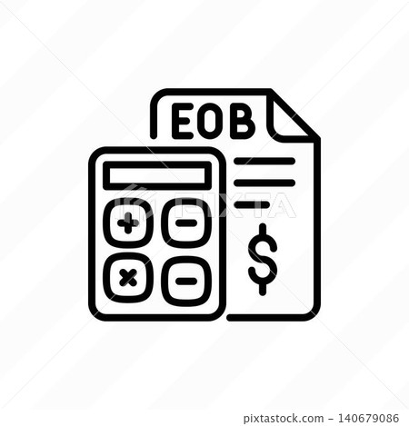 Testing medical billing, clinical accounting, medical bill with calculator thin line icon. Vector illustration. Testing medical billing, clinical accounting, medical bill with calculator thin line icon. Vector illustration. 140679086