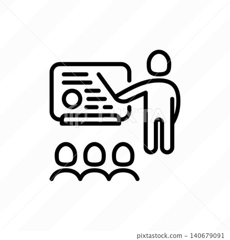 Validation training, corporate training, certification of employers thin line icon. Vector illustration. Validation training, corporate training, certification of employers thin line icon. Vector illustration. 140679091