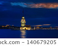 Maiden's Tower Istanbul at Blue Hour Twilight 140679205