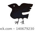 A crow with its wings spread to the side. 140679230