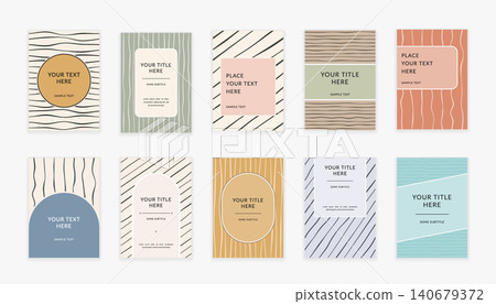 Minimalist Cover Templates with Hand Drawn Line Patterns Minimalist Cover Templates with Hand Drawn Line Patterns 140679372