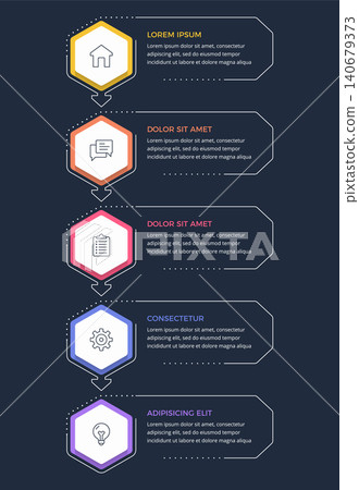 Process Infographic Template with 5 Hexagon Steps 140679373