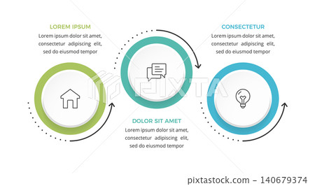 Three Steps Horizontal Process Infographic Template Three Steps Horizontal Process Infographic Template 140679374