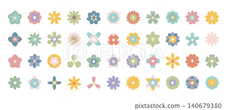 Simple Retro Flower Icons Simple Retro Flower Icons 140679380