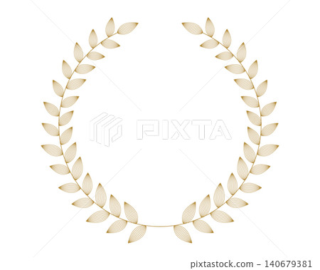 Laurel Wreath Border with Line Art Leaves Laurel Wreath Border with Line Art Leaves 140679381