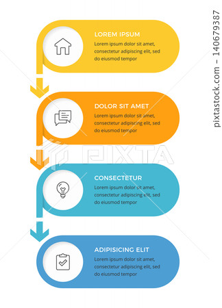 Vertical Process Flow Infographic with Four Steps Vertical Process Flow Infographic with Four Steps 140679387