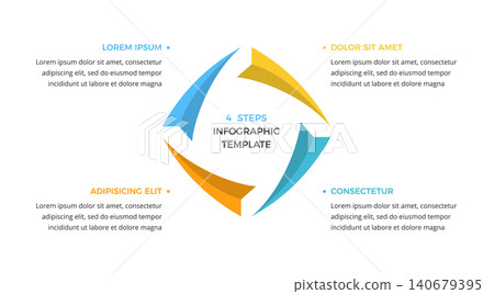 Four Steps Square Cycle Infographic Template Four Steps Square Cycle Infographic Template 140679395