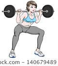 Young woman doing squats ver.2_barbell 140679489