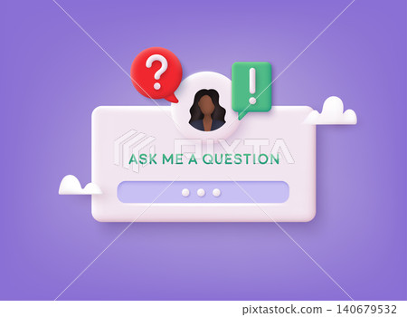 Ask me a question. Online communication, getting help information, asking and answering questions. 3D Web Vector Illustrations. Ask me a question. Online communication, getting help information, asking and answering questions. 3D Web Vector Illustrations. 140679532