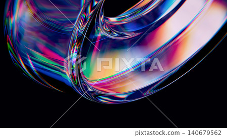 Abstract Glass Dispersion Iridescent Twisted Shape 3D Render Abstract Glass Dispersion Iridescent Twisted Shape 3D Render 140679562