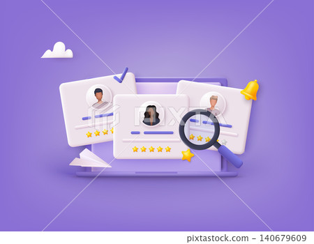 Hiring and recruitment concept for web page, banner, presentation. Job interview, recruitment agency. 3D Web Vector Illustrations. 140679609