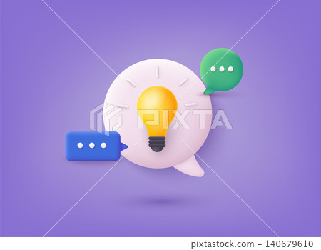 Idea, solution, business, strategy concept. Isolated vector illustration. Solution and business idea. 3D Web Vector Illustrations. 140679610