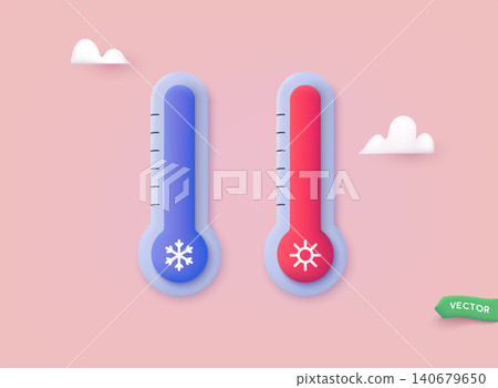Thermometer for testing the temperature. 3D Web Vector Illustrations. Thermometer for testing the temperature. 3D Web Vector Illustrations. 140679650