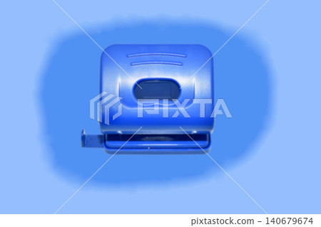 Blue office hole punch with plastic body 140679674
