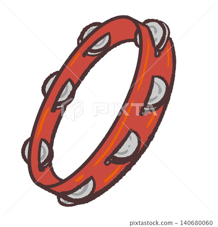 Illustration of a red tambourine Illustration of a red tambourine 140680060