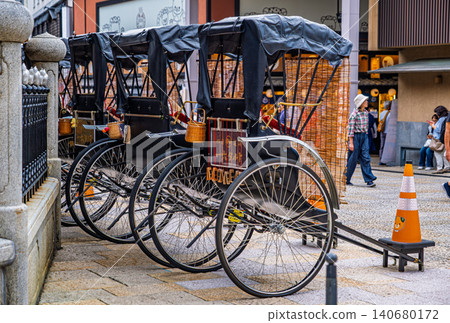 [#Matsuyama] Rickshaws lined up at Dogo Onsen 140680172