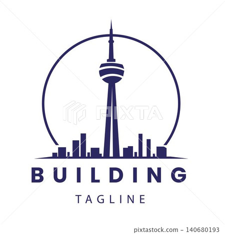 Tower Skyline Logo with Circular Landmark Frame for Real Estate and Urban Development Tower Skyline Logo with Circular Landmark Frame for Real Estate and Urban Development 140680193