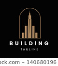 Skyline Arch Logo with Modern Building Symbol and Geometric Frame for Real Estate and Development 140680196