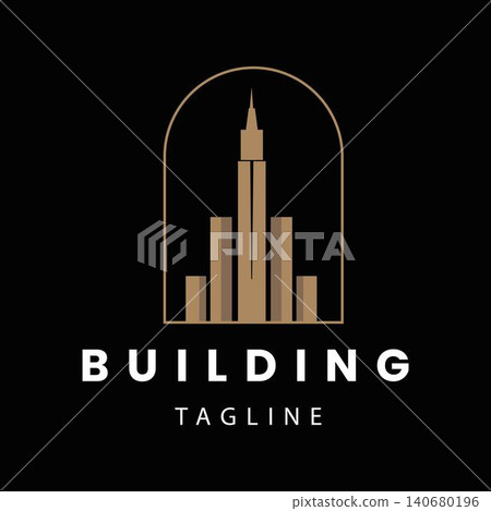 Skyline Arch Logo with Modern Building Symbol and Geometric Frame for Real Estate and Development 140680196