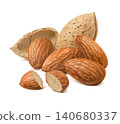 Almond in nutshell isolated on white background. Real photography. 140680337